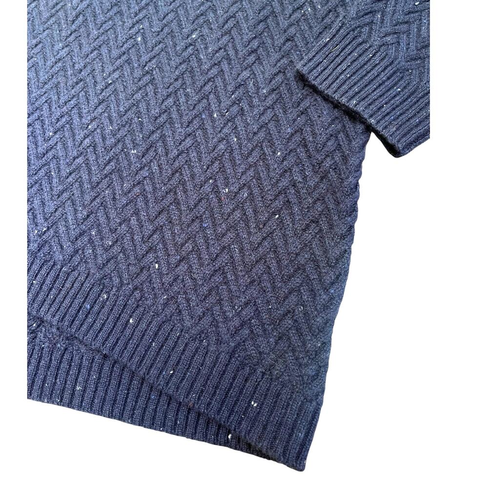 Nordstrom Signature Cashmere V-neck Herringbone Sweater | Womens L, Navy Tweed - Picture 6 of 9